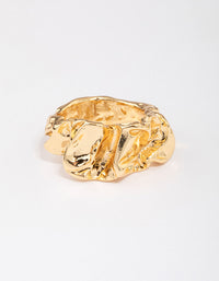 Gold Plated Melted Metal Band Ring - link has visual effect only