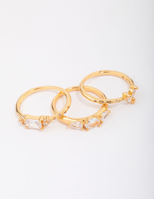 Gold Plated Butterfly Stacking Ring 3-Pack