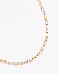 Waterproof Gold Plated Stainless Steel Cubic Zirconia Tennis Necklace - link has visual effect only