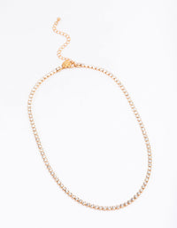 Waterproof Gold Plated Stainless Steel Cubic Zirconia Tennis Necklace - link has visual effect only