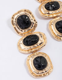 Gold & Black Molten Triple Stone Drop Earrings - link has visual effect only