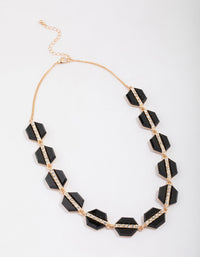 Gold Black Hexagon Diamante Necklace - link has visual effect only