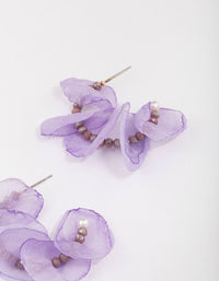 Gold Lilac Beaded Petal Hoop Earrings - link has visual effect only