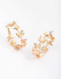 Gold Butterfly Medium Hoop Earrings - link has visual effect only