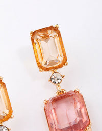 Gold Amber Square Stone Drop Earrings - link has visual effect only