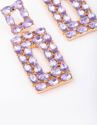 Gold & Lilac Rectangular Stone Drop Earrings - link has visual effect only