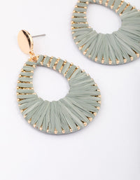 Gold Raffia Oval Drop Earrings - link has visual effect only