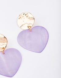 Gold & Lilac Iridescent Heart Drop Earrings - link has visual effect only