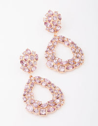 Gold Lilac Cluster Diamante Drop Earrings - link has visual effect only