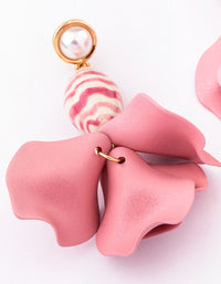 Gold Pink Petal & Beaded Drop Earrings - link has visual effect only