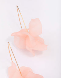 Gold Frosted Pink Flower Drop Earrings - link has visual effect only