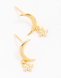 Gold Plated Sterling Silver Moon & Star Stud Earrings - link has visual effect only