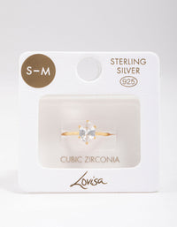 Gold Plated Sterling Silver Oval Solitaire Ring - link has visual effect only