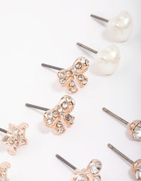 Kids Rose Gold Diamante Butterfly Stud Earring 6-Pack - link has visual effect only