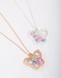 Kids Gold & Silver Butterfly Shaker Pendant Necklace Pack - link has visual effect only