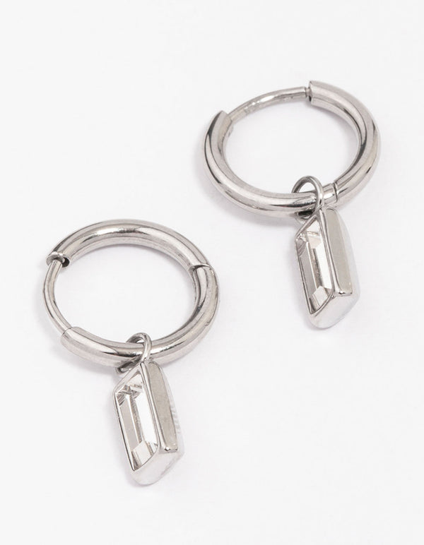 Waterproof Stainless Steel Classic Baguette Huggie Hoop Earrings