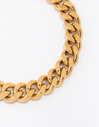 Waterproof Gold Plated Stainless Steel Curb Chain Bracelet - link has visual effect only