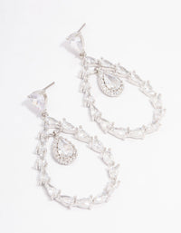 Silver Cubic Zirconia Pear Stone Drop Earrings - link has visual effect only