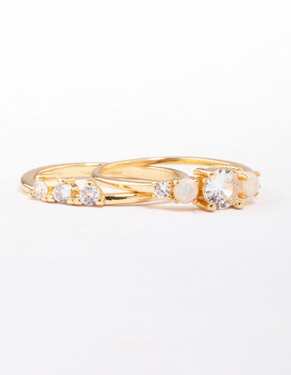 Gold Plated Petite Cubic Zirconia Stacking Ring