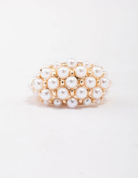 Gold Domed Pearl Ring - link has visual effect only