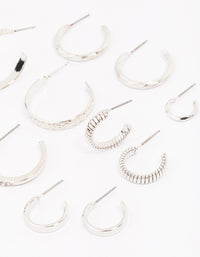 Rhodium Multi Hoop Earring 6-Pack - link has visual effect only