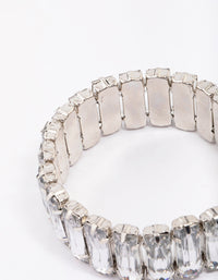 Rhodium Rectangular Stone Stretch Bracelet - link has visual effect only