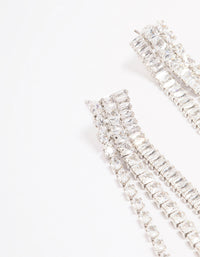 Silver Cubic Zirconia Diamante Triple Row Drop Earrings - link has visual effect only