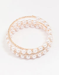 Rose Gold Pearl & Diamante Wrapped Bracelet - link has visual effect only