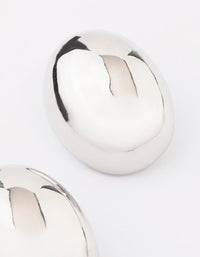 Rhodium Large Slide Oval Stud Earrings - link has visual effect only