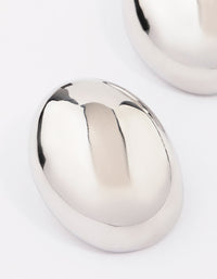 Rhodium Large Slide Oval Stud Earrings - link has visual effect only