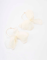 Gold & White Fine Petal Hoop Earrings - link has visual effect only