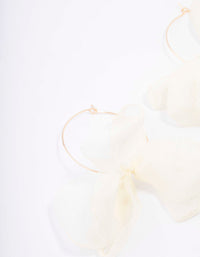 Gold & White Fine Petal Hoop Earrings - link has visual effect only