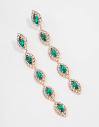 Gold Halo Green Marquise Drop Earrings - link has visual effect only