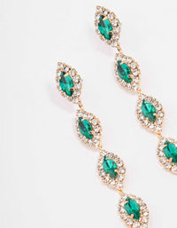 Gold Halo Green Marquise Drop Earrings - link has visual effect only