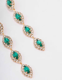 Gold Halo Green Marquise Drop Earrings - link has visual effect only