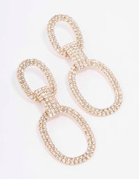 Gold Linked Oval Drop Earrings - link has visual effect only