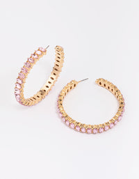 Gold Navette Diamante Hoop Earrings - link has visual effect only