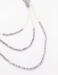 Rhodium Pearl Facet Layered Necklace - link has visual effect only