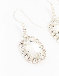 Silver Oval Halo Drop Earrings - link has visual effect only