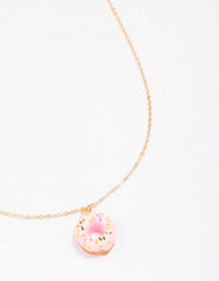 Gold & Pink Doughnut Pendant Necklace - link has visual effect only