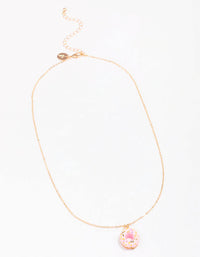 Gold & Pink Doughnut Pendant Necklace - link has visual effect only