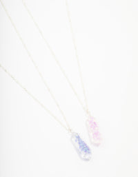 Kids Silver Glitter Crystal Pendant Necklace Pack - link has visual effect only