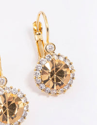 Gold Plated Cubic Zirconia Halo Hook Earrings - link has visual effect only