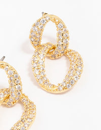 Gold Plated Cubic Zirconia Figure Eight Hoop Earrings - link has visual effect only