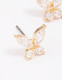 Gold Diamante Butterfly Stud Earrings - link has visual effect only