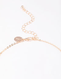 Rose Gold Pearl & Rectangular Link Chain Necklace - link has visual effect only