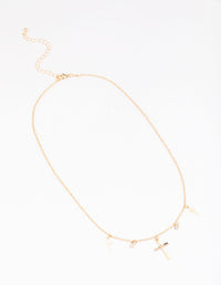 Gold Diamante Cross Droplet Necklace - link has visual effect only