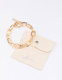 Gold Oval Link T&O Chain Bracelet - link has visual effect only