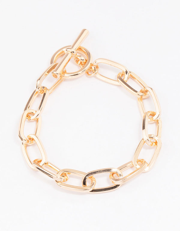 Gold Oval Link T&O Chain Bracelet