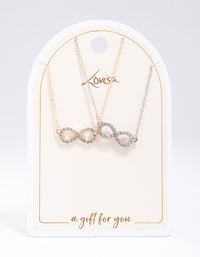 Gold & Silver Infinity Diamante Necklace Pack - link has visual effect only